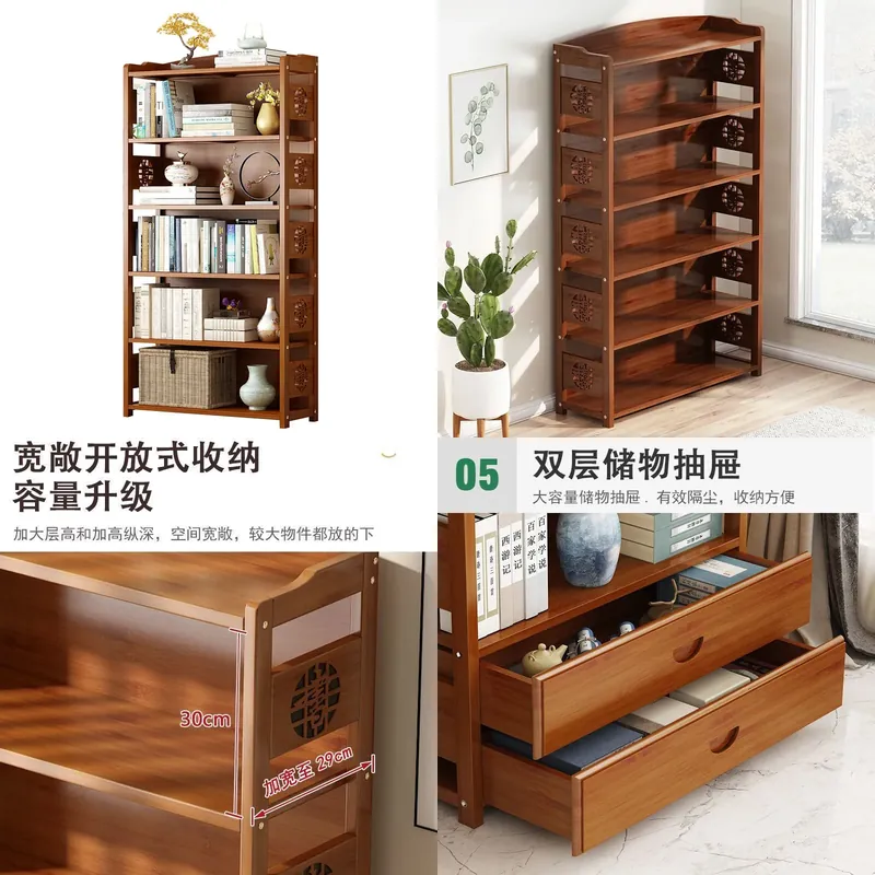 Storage & Organization - Solid Wood Bookshelf Simple Storage Rack