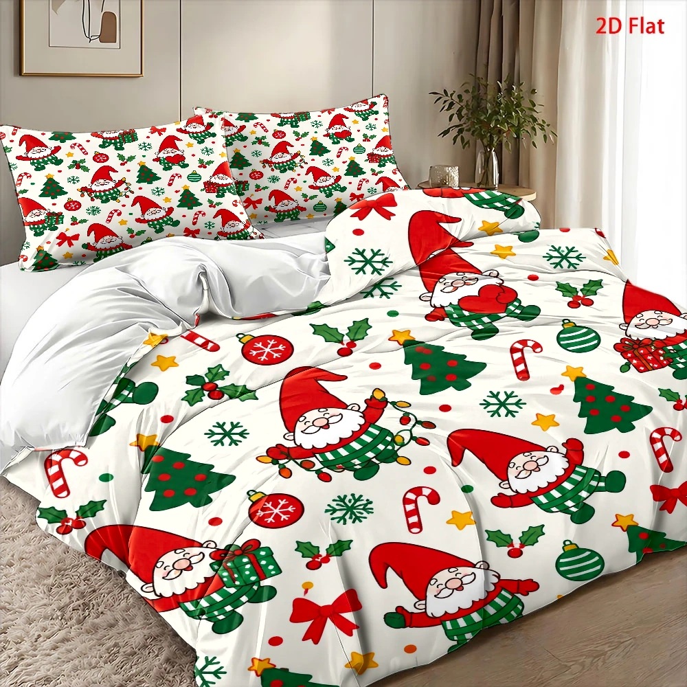 Duvet Cover Sets With Zipper - Christmas Gnome Christmas Tree Duvet Cover