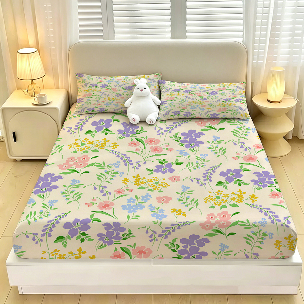 Fitted Bed Sheets Deep Pocket - Colorful Flower Fitted Sheet 3 Piece