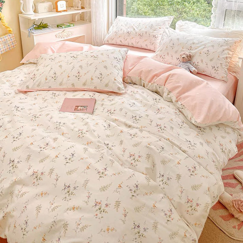 Ins Pink Flowers Bedding Set F - огляд і ціна Aesthetic Floral Duvet Cover