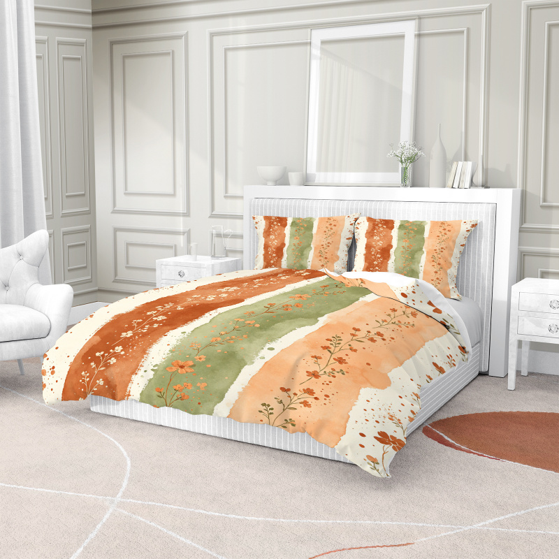 Duvet Cover Watercolor Striped - огляд і ціна Aesthetic Floral Duvet Cover