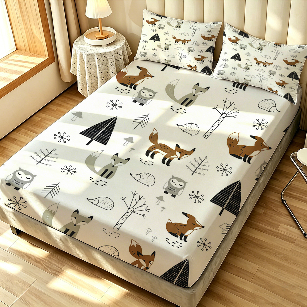 Forest Fox Owl Pine Fitted She - огляд і ціна Fitted Bed Sheets Deep Pocket