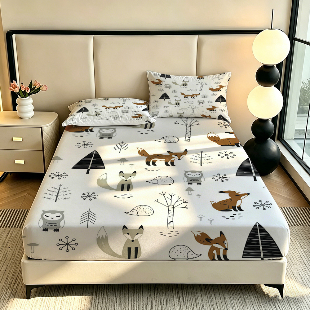 Forest Fox Owl Pine Fitted She - огляд і ціна Fitted Bed Sheets Deep Pocket