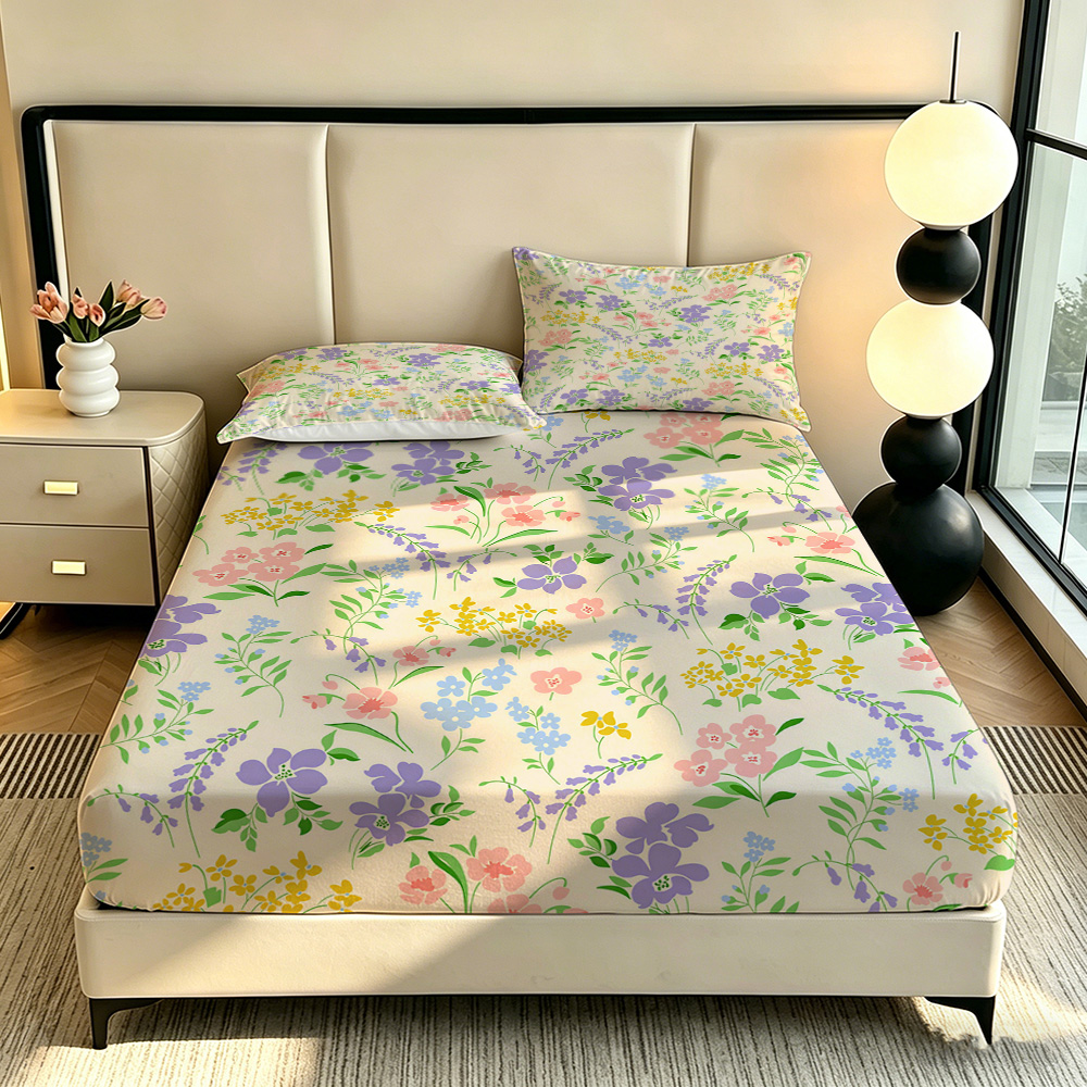 Colorful Flower Fitted Sheet 3 - огляд і ціна Fitted Bed Sheets Deep Pocket