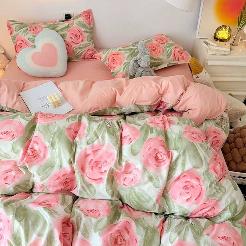 Pink Rose Duvet Cover Set with - огляд і ціна Duvet Cover Sets With Zipper