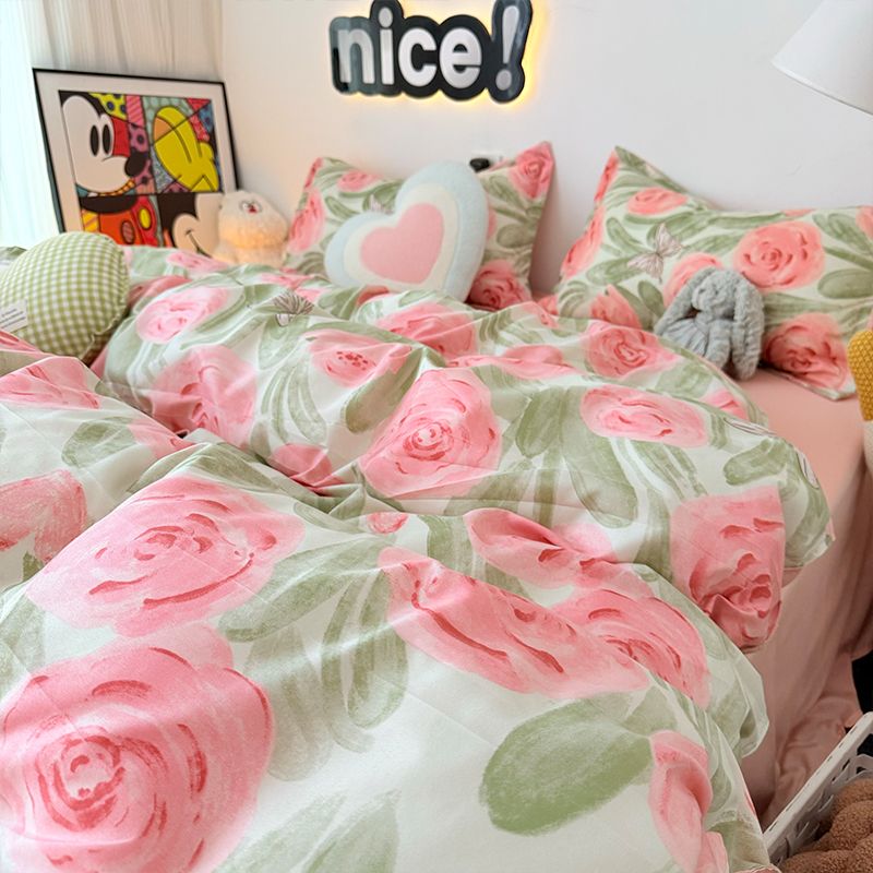 Pink Rose Duvet Cover Set with - огляд і ціна Duvet Cover Sets With Zipper