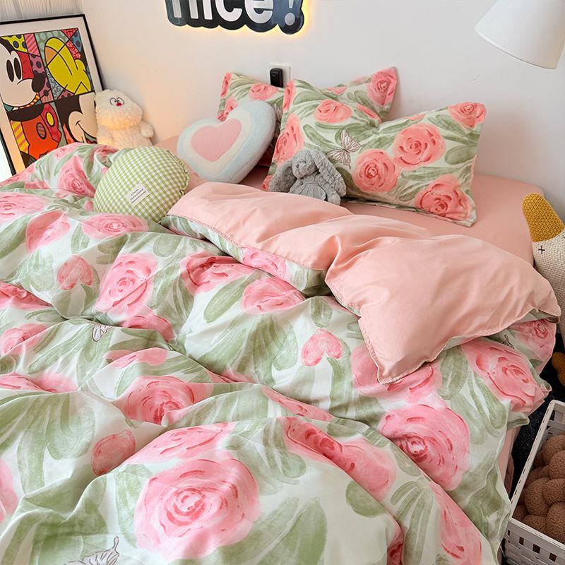 Pink Rose Duvet Cover Set with - огляд і ціна Duvet Cover Sets With Zipper